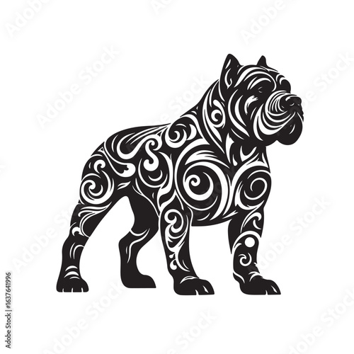 Vector silhouette of  dog on white backgroud.