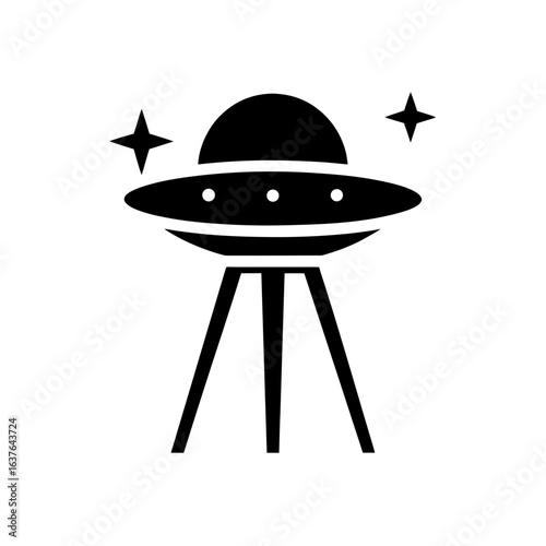 Ufo with stars icon on transparent background silhouette