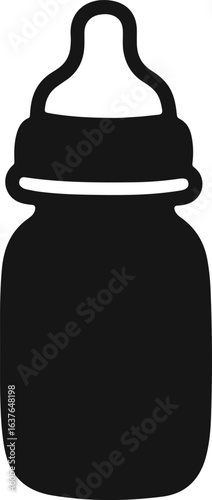 Silhouette Style Vector Feeder Bottle Logo Design Icon – Minimal Baby Milk Bottle Symbol for Parenting, Nursery, Healthcare, and Childcare Branding, Monochrome Infant Feeding Graphic Illustration