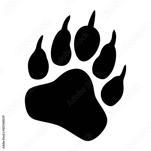 Bear paw print vector illustration for animal tracks icon or wildlife symbol graphic design element