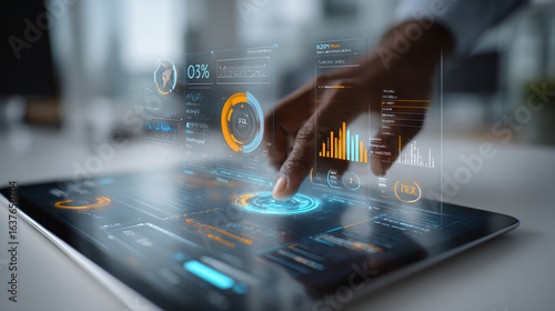 Analyze company data on tablet with interactive dashboards for strategic decision making and insightful reporting