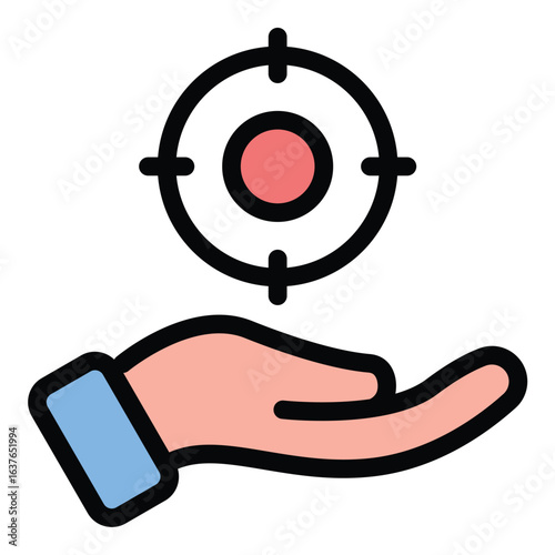 Focus icon flat line style illustration representing concentration and clarity suitable for productivity tools goal setting and mindfulness apps projects