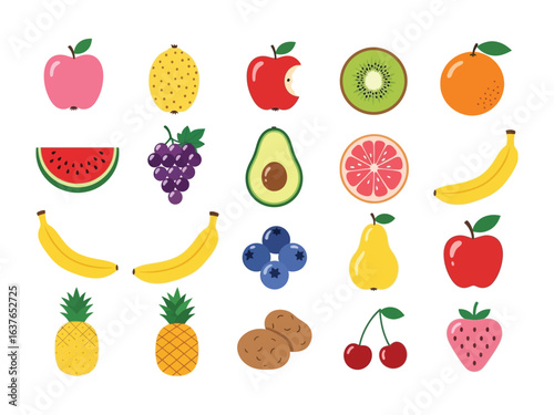 Fresh Fruit Feast: A vibrant collection of diverse, isolated fruits bursts with color and flavor, a perfect representation of natural deliciousness.