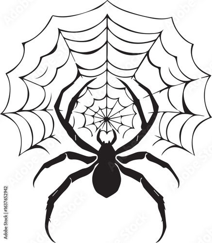 Intricate spider and cobweb graphic design vector illustration

