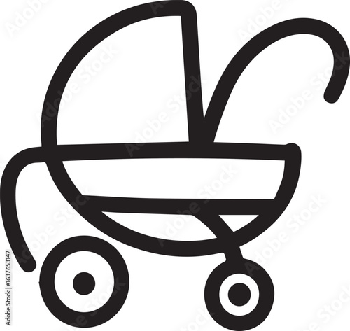 Silhouette Style Vector Baby Stroller Logo Design Icon – Minimal Infant Carriage Symbol for Parenting, Childcare, Nursery, Family Brand Identity, Monochrome Pram Graphic Illustration