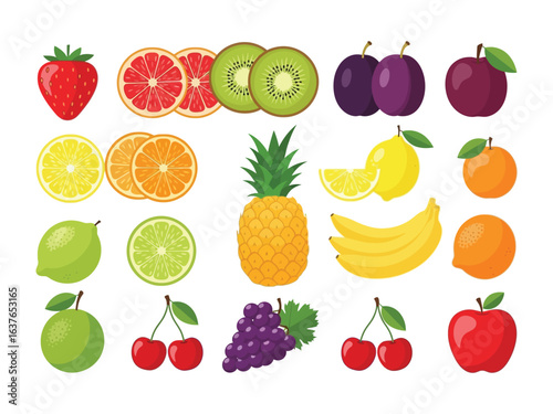 Colorful fruit variety: A vibrant collection of fresh and colorful fruits. Each fruit showcases its unique natural beauty, inviting viewers to a visual feast.