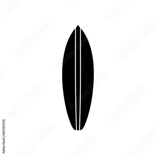 Black surfboard icon on transparent background silhouette