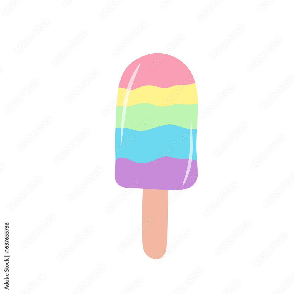 a popsicle with a rainbow stripe on it a popsicle with a rainbow stripe on it