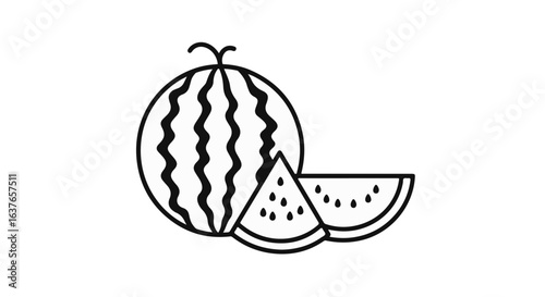 Freshly sliced watermelon isolated, perfect for summer refreshments.