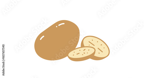 Fresh potatoes with slices ready for cooking.