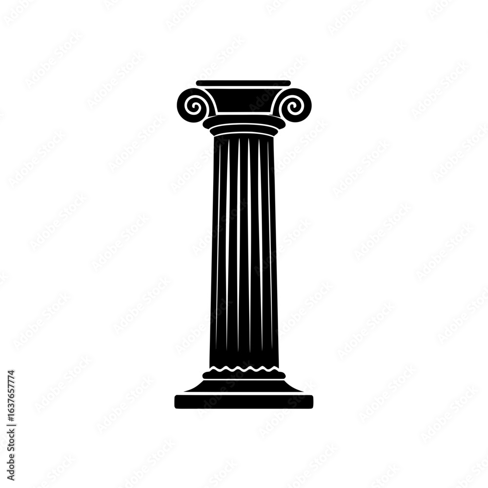 Obraz premium Ionic column drawing on transparent background silhouette