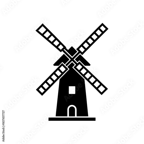 Windmill simple icon on transparent background silhouette