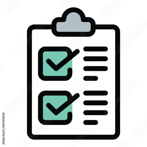 Completed task icon flat line style illustration representing finished work and productivity tracking suitable for project management apps to do lists and workflow optimization projects