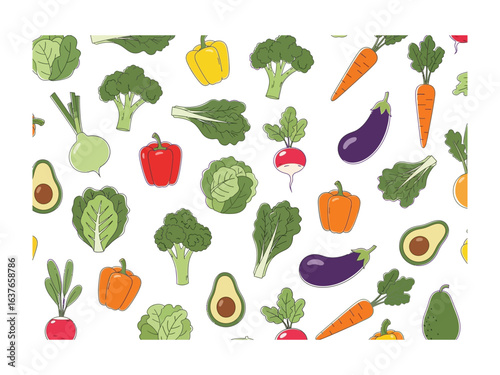 A Medley of Garden Delights: This vibrant illustration showcases a colorful array of fresh, healthy vegetables, promising a nutritious and delicious meal.