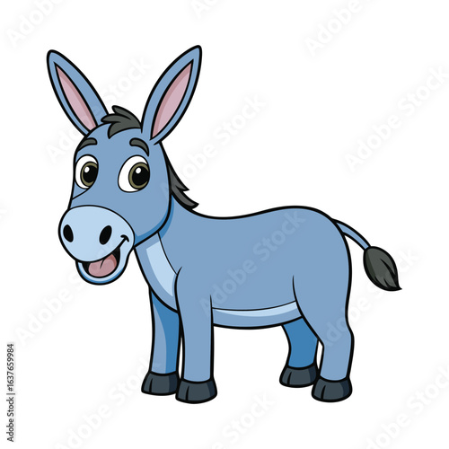 Cute cartoon donkey isolated on white background