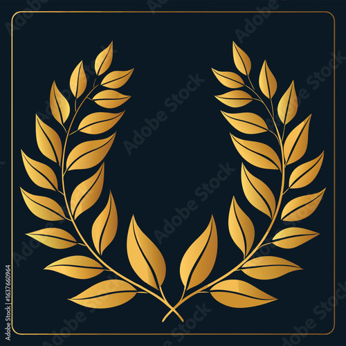 golden laurel wreath with wings