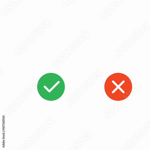 Green checkmark and red cross symbols on white background