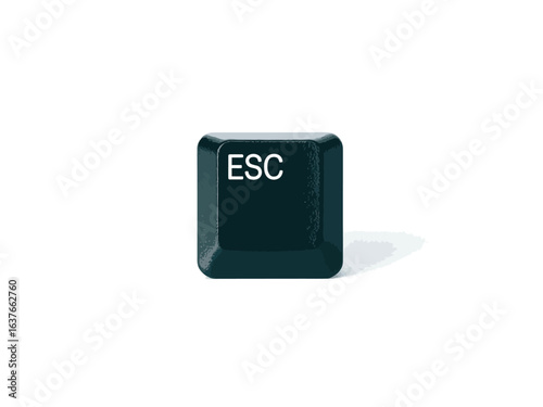 Single dark esc key from a computer keyboard on a white background