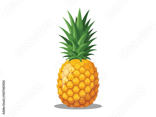 Tropical Pineapple Delight: A perfectly ripe pineapple, showcasing its golden, textured exterior and vibrant green crown. This image encapsulates the freshness and sweetness of this tropical fruit.