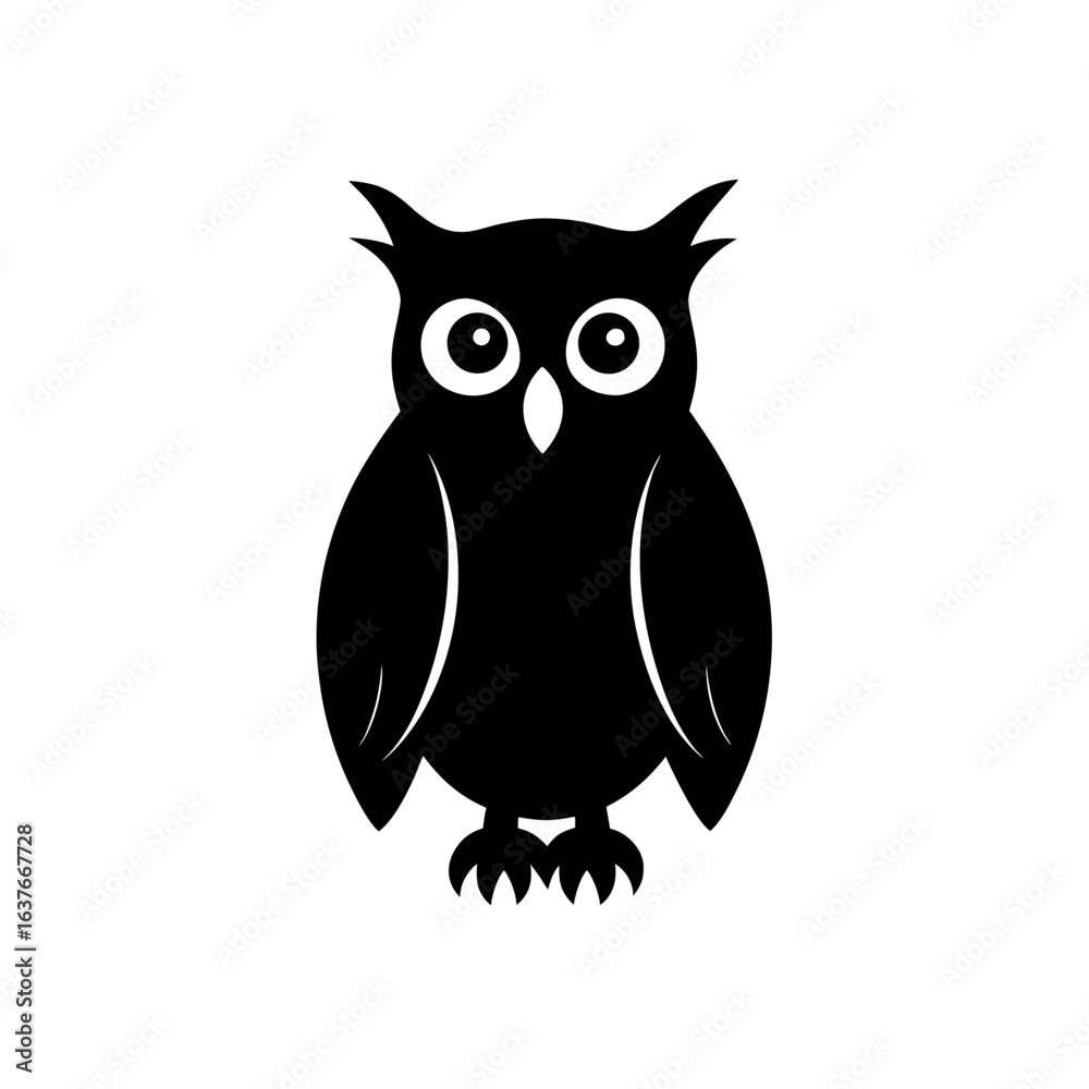 Fototapeta premium Simple owl illustration on transparent background silhouette