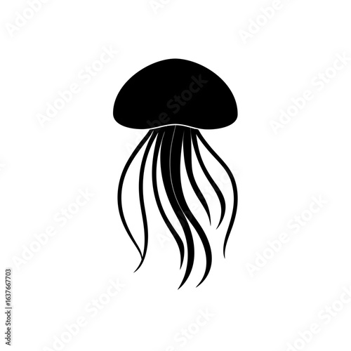 Silhouette jellyfish art on transparent background
