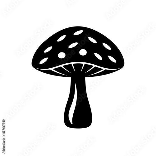 Spotted mushroom art on transparent background silhouette