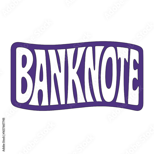 Banknote logo in purple color with wavy design  