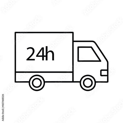 24-Hour Delivery Truck Icon, Express Shipping & Logistics Vector