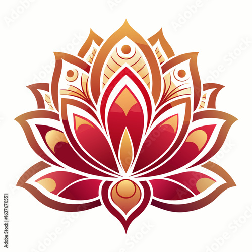 Ornate Golden Crimson Lotus Vector for Mahayana New Year