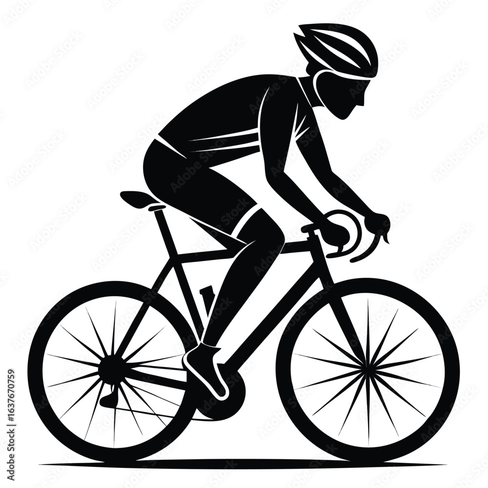 Fototapeta premium Dynamic Monochrome Depiction of a Cyclist Engaged in a Race Showcasing Speed Endurance and Athleticism in a Minimalist and Powerful Design