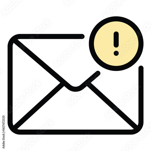 Mail notification icon flat line style illustration representing new messages and communication alerts suitable for email clients messaging platforms and user interface design projects