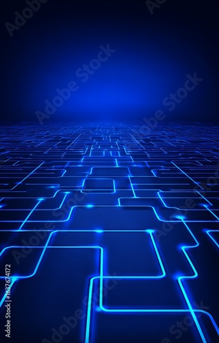 Abstract blue grid network glowing pattern