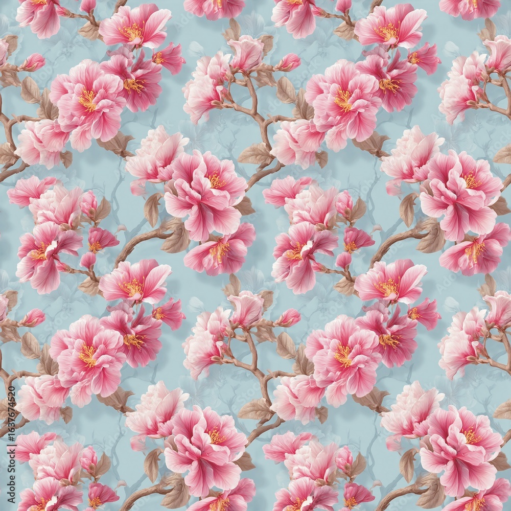 pink KaewChaojom and the tree flower fabric pattern, seamless, textile, background textiles, backgrounds very beautiful. textile luxury background fabric