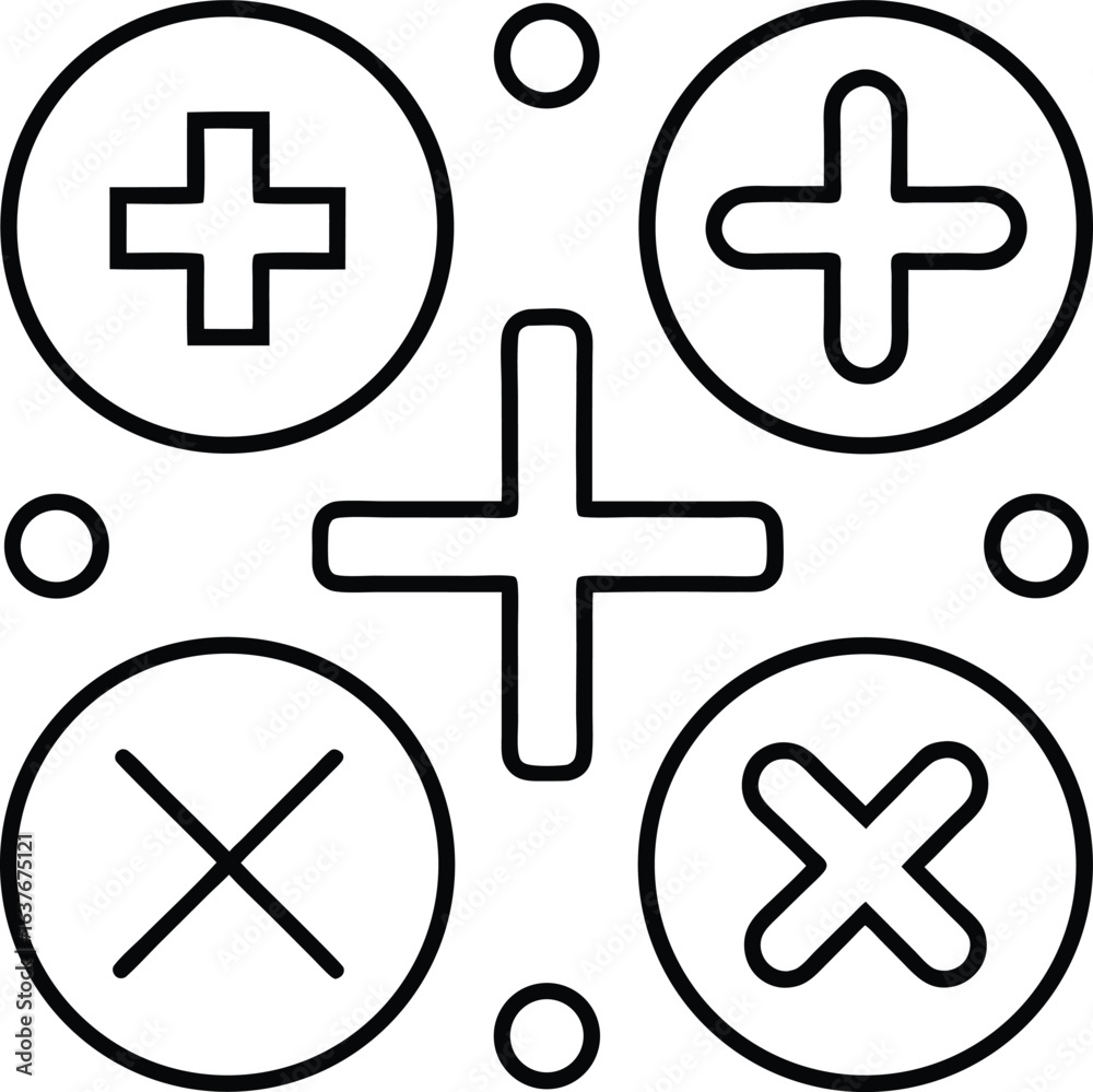 Obraz premium Outline icons for basic mathematical operations