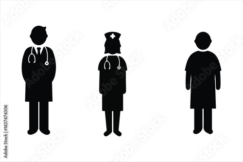 Three medical professionals silhouette
