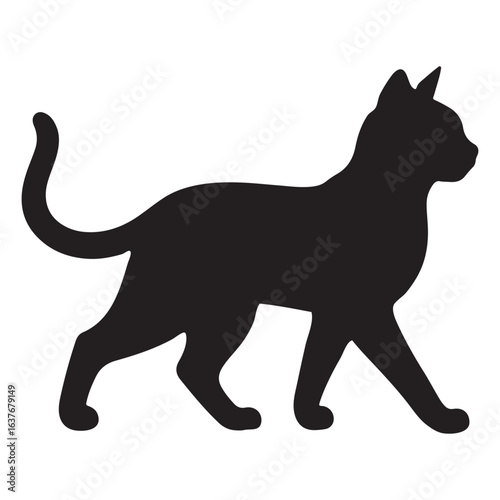 Silhouette of Graceful Cat Walking with Poise Vector Illustration