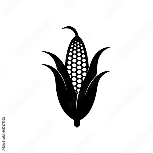 Corn cob silhouette art on transparent background