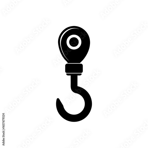 A crane hook design on transparent background silhouette
