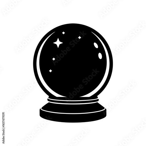 Crystal ball fortune on transparent background silhouette
