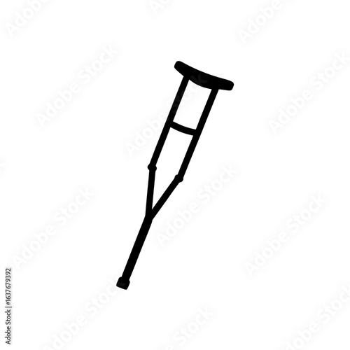 Isolated black crutch on transparent background silhouette