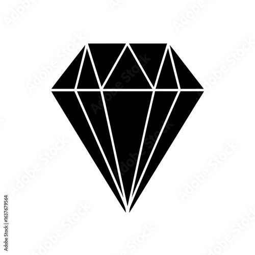 Diamond shaped jewel on transparent background silhouette