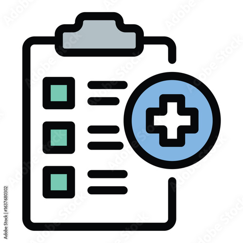Health check icon flat line style illustration representing medical assessment and wellness monitoring suitable for healthcare apps fitness trackers and medical services projects