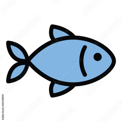Fish icon flat line style illustration representing aquatic life and seafood suitable for marine biology apps fishing services and food industry projects