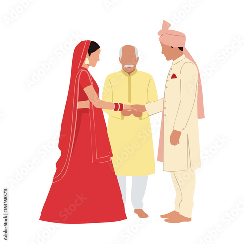 Bride’s father giving bride’s hand to groom