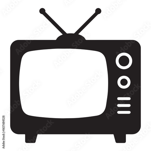 Retro TV Screen Silhouette in Minimal Vector Form