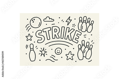 Cute doodle style illustration with large central word