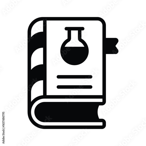 A glyph icon of open chemistry book study
