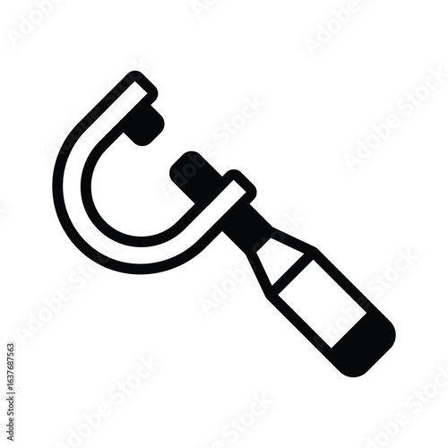 A premium glyph style icon of vernier caliper tool