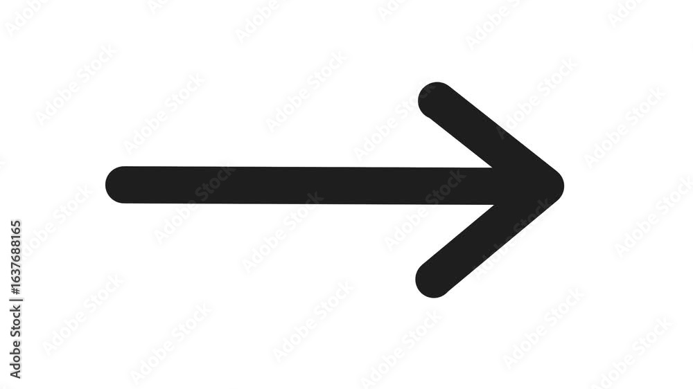 Animated arrow pointing slide to right. Simple black arrow 4K animation. Animated arrow pointing slide to right. Simple black arrow 4K animation.