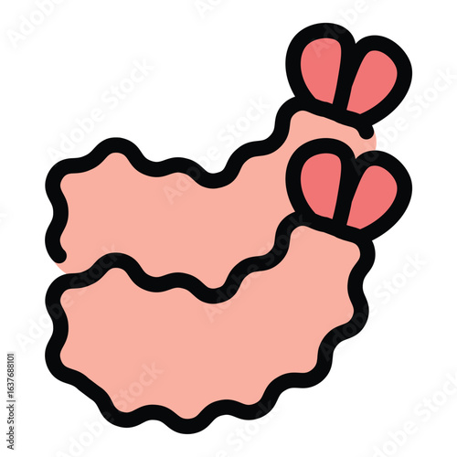 Ebi furai icon flat line style illustration representing Japanese fried shrimp and seafood cuisine suitable for restaurant menus food delivery apps and culinary culture projects